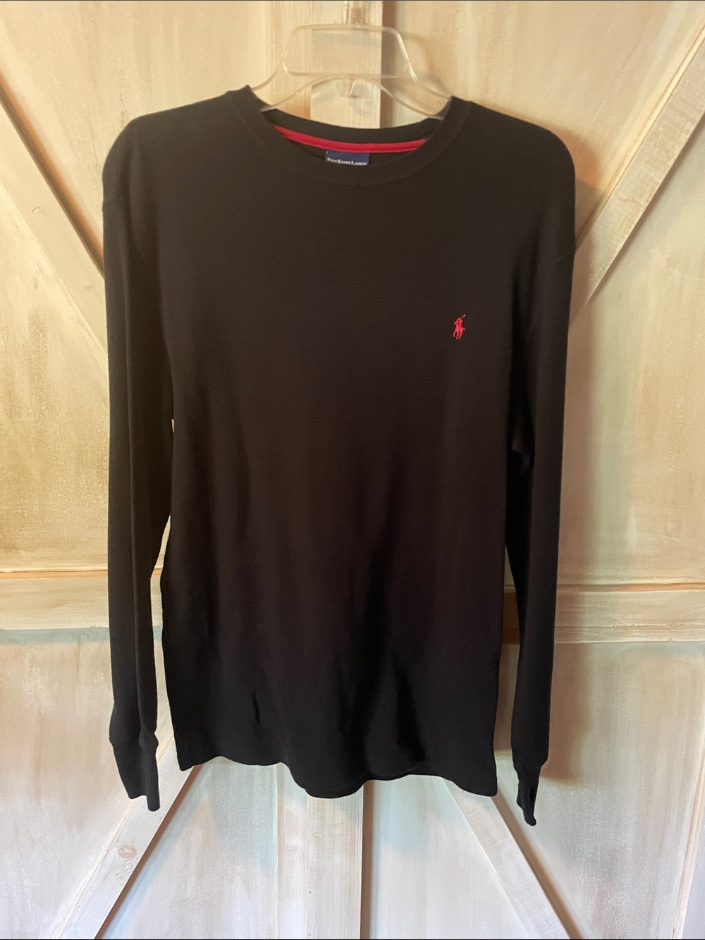 Polo Ralph Lauren Mens Sleepwear Black Long Sleeve Waffle Shirt Small Cotton New